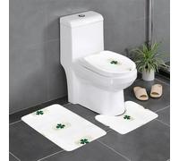 Lot de 3 tapis de sol antidérapants en flanelle, épais et absorbants, pour salle de bain et toilettes, motif tasse à thé au lait, 61 x 40,6 cm, WHJSSF Clover