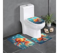 Lot de 3 tapis de sol antidérapants en flanelle, épais et absorbants, pour salle de bain et toilettes, motif poissons rouges, 61 x 40,6 cm, HJFCZH