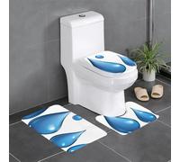 Lot de 3 tapis de sol antidérapants en flanelle, épais et absorbants, pour salle de bain et toilettes, motif gouttes d'eau, 61 x 40,6 cm, bleu WHJSHOP