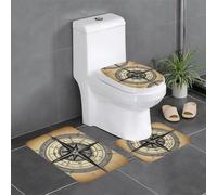 Lot de 3 tapis de sol antidérapants en flanelle, épais et absorbants, pour salle de bain et toilettes, motif loi de la boussole, 61 x 40,6 cm