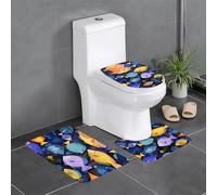 Lot de 3 tapis de sol antidérapants en flanelle, épais et absorbants, pour salle de bain et toilettes, motif HJFCZH océan, poissons tropicaux, 61 x 40,6 cm