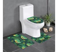 Lot de 3 tapis de sol antidérapants en flanelle, motif YYHWHJDE Gator Lurking Green, épais et absorbant, pour salle de bain et toilettes, 61 x 40,6 cm