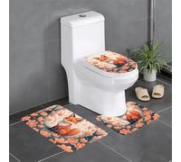 Lot de 3 tapis de sol antidérapants en flanelle, motif YYHWHJDE Little Fox in the Petals, épais et absorbants, pour salle de bain et toilettes, 61 x 40,6 cm