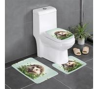 Lot de 3 tapis de sol antidérapants en flanelle, motif YYHWHJDE Little Hedgehog in Clover, épais et absorbant, pour salle de bain et toilettes, 61 x 40,6 cm