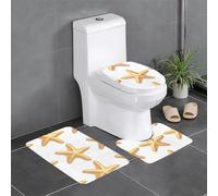 Lot de 3 tapis de sol antidérapants en forme de U MSRHIUEF Pain Étoile de mer Tampon Tapis de sol WC fermement fixé, absorbant et durable, épais et confortable