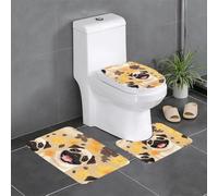 Lot de 3 tapis de sol antidérapants HYTTER drôle et heureux, tapis de sol de toilette en forme de U, fermement fixé, absorbant et durable, épais et confortable