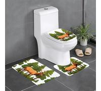 Lot de 3 tapis de sol antidérapants HYTTER Elk dans la forêt, tapis de sol de toilette en forme de U, fermement fixé, absorbant et durable, épais et confortable