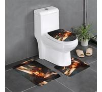 Lot de 3 tapis de sol antidérapants HYTTER Fallen Leaves in the Light - Tapis de sol de toilette en forme de U - fermement fixé - Absorbant et durable - Épais et confortable