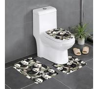 Lot de 3 tapis de sol antidérapants HYTTER Giant Panda Watching The Fun - Tapis de sol de toilette en forme de U - fermement fixé - Absorbant et durable - Épais et confortable