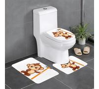 Lot de 3 tapis de sol antidérapants HYTTER Little Monkey se balançant avec un marteau de masse, tapis de sol de toilette en forme de U, fermement fixé, absorbant et durable, épais et confortable
