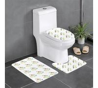 Lot de 3 tapis de sol antidérapants HYTTER Little Sparrow et papillon en forme de U - Tapis de sol de toilette fermement fixé, absorbant et durable, épais et confortable