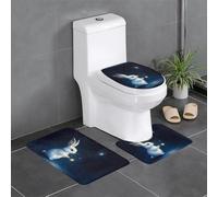 Lot de 3 tapis de sol antidérapants HYTTER Little White Rabbit Picking Stars - Tapis de sol de toilette en forme de U - Serré - Absorbant et durable - Épais et confortable