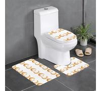 Lot de 3 tapis de sol antidérapants HYTTER Moon Cookies Say Goodnight - Tapis de sol de toilette en forme de U - fermement fixé - Absorbant et durable - Épais et confortable