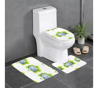 Lot de 3 tapis de sol antidérapants HYTTER Morning Glory in Clover - Tapis de sol de toilette en forme de U - fermement fixé - Absorbant et durable - Épais et confortable