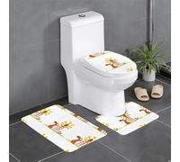 Lot de 3 tapis de sol antidérapants HYTTER Petit écureuil jouant avec un moulin à vent - Tapis de sol de toilette en forme de U - Serré - Absorbant et durable - Épais et confortable
