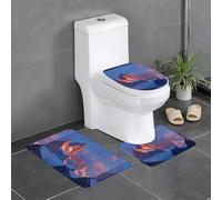 Lot de 3 tapis de sol antidérapants HYTTER Red Mountain - Tapis de sol de toilette en forme de U - fermement fixé, absorbant et durable, épais et confortable