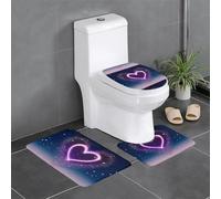 Lot de 3 tapis de sol antidérapants HYTTER Shooting Star Heart - Tapis de sol de toilette en forme de U, fermement fixé, absorbant et durable, épais et confortable