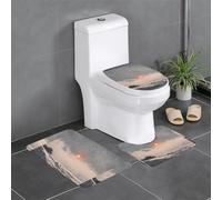 Lot de 3 tapis de sol antidérapants HYTTER The Sun on a Snowy Day - Tapis de sol de toilette en forme de U - Tapis de sol de toilette fermement fixé, absorbant et durable, épais et confortable