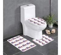 Lot de 3 tapis de sol antidérapants MJHKXLJ Little Fox on The Pink Planet Prints Tapis de sol de toilette en forme de U fermement fixé, absorbant et durable, épais et confortable