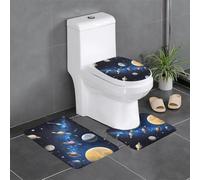 Lot de 3 tapis de sol antidérapants MJHKXLJ Moon Stars et Planètes imprimés en forme de U Tapis de sol de toilette fermement fixé, absorbant et durable, épais et confortable