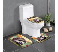 Lot de 3 tapis de sol antidérapants MJHKXLJ Nature Lovely Hedgehog Lovers imprimés en forme de U Tapis de sol de toilette fermement attaché, absorbant et durable, épais et confortable