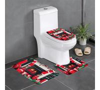 Lot de 3 tapis de sol antidérapants MJHKXLJ pour le réveillon de Noël, cadeaux de cheminée et chaussettes rouges, tapis de sol de toilette en forme de U, fermement attaché, absorbant et durable, épais