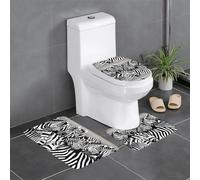 Lot de 3 tapis de sol antidérapants MJHKXLJ Zèbres sur l'Afrique du Sud, tapis de sol de toilette en forme de U, fermement fixé, absorbant et durable, épais et confortable