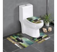 Lot de 3 tapis de sol antidérapants pour salle de bain - 61 x 40,6 cm - Motif buffle d'eau WHJDPP au bord de la rivière - Tapis ovale et rectangulaire pour toilettes, coiffeuse et toilettes