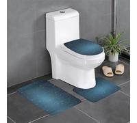 Lot de 3 tapis de sol antidérapants pour salle de bain, 61 x 40,6 cm, motif gouttes de pluie HJFCZH sur verre, tapis ovale et rectangulaire pour toilettes, coiffeuse et toilettes
