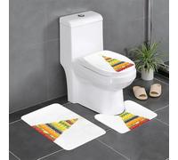 Lot de 3 tapis de sol antidérapants pour salle de bain, 61 x 40,6 cm, motif pyramide de fruits lumineux, tapis ovale et rectangulaire pour toilettes, coiffeuse et toilettes