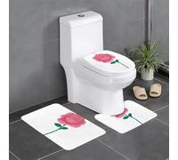 Lot de 3 tapis de sol antidérapants pour salle de bain - 61 x 40,6 cm - Motif rose - Ovale et rectangulaire - Pour toilettes, coiffeuse et toilettes