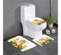 Lot de 3 tapis de sol antidérapants pour salle de bain, 61 x 40,6 cm, motif tigre YYHWHJDE dans le jardin floral, tapis ovale et rectangulaire pour toilettes, coiffeuse et toilettes