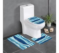 Lot de 3 tapis de sol antidérapants pour salle de bain, 61 x 40,6 cm, motif vagues YYHWHJDE dans la mer, tapis ovale et rectangulaire pour toilettes, coiffeuse et toilettes