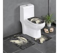 Lot de 3 tapis de sol antidérapants pour salle de bain - 61 x 40,6 cm - Motif WHJDPP Eagle's Gaze - Tapis ovale et rectangulaire pour toilettes, coiffeuse et toilettes