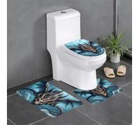 Lot de 3 tapis de sol antidérapants pour salle de bain - 61 x 40,6 cm - Motif WHJDPP Flying Dragon - Tapis ovale et rectangulaire pour toilettes, coiffeuse et toilettes