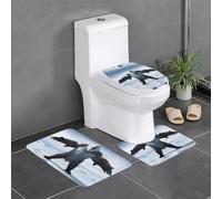 Lot de 3 tapis de sol antidérapants pour salle de bain - 61 x 40,6 cm - Motif WHJDPP The Overlord of The Arctic - Tapis ovale et rectangulaire pour toilettes, coiffeuse et toilettes