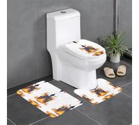 Lot de 3 tapis de sol antidérapants pour salle de bain, 61 x 40,6 cm, motif YYHWHJDE The Castle Burning Flames, tapis ovales et rectangulaires pour toilettes, coiffeuse et toilettes