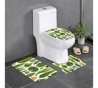 Lot de 3 tapis de sol antidérapants pour salle de bain - 61 x 40,6 cm - WHJDPP algues corail sous la mer - Tapis ovale et rectangulaire pour toilettes, coiffeuse et toilettes