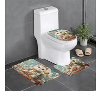 Lot de 3 tapis de sol antidérapants pour salle de bain - 61 x 40,6 cm - WHJDPP Cat's Space Travel - Tapis imprimé ovale et rectangulaire pour toilettes, coiffeuse et toilettes