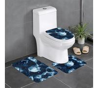 Lot de 3 tapis de sol antidérapants pour salle de bain - 61 x 40,6 cm - WHJDPP Moon - Tapis imprimé flottant - Tapis ovale et rectangulaire pour toilettes, coiffeuse et toilettes
