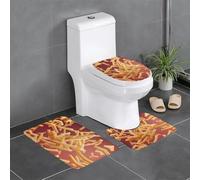 Lot de 3 tapis de sol antidérapants pour salle de bain - 61 x 40,6 cm - WHJSHOP French Fries Thrown into the air - Tapis ovale et rectangulaire pour toilettes, coiffeuse et toilettes