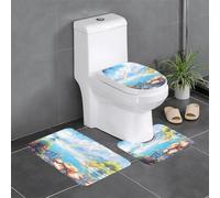 Lot de 3 tapis de sol antidérapants pour salle de bain - 61 x 40,6 cm - WHJSHOP Good Time for Leisure - Tapis ovale et rectangulaire pour toilettes, meuble-lavabos et toilettes