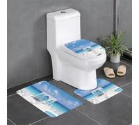 Lot de 3 tapis de sol antidérapants pour salle de bain - 61 x 40,6 cm - WHJSSF Beach Scène de mariage - Tapis ovale et rectangulaire pour toilettes, coiffeuse et toilettes