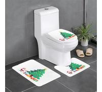 Lot de 3 tapis de sol antidérapants pour salle de bain - 61 x 40,6 cm - WHJSSF Candy sous le sapin de Noël - Tapis ovale et rectangulaire pour toilettes, coiffeuse et toilettes