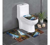 Lot de 3 tapis de sol antidérapants pour salle de bain - 61 x 40,6 cm - YYHWHJDE Forest Lakes of New Hampshire - Tapis ovale et rectangulaire pour toilettes, coiffeuse et toilettes