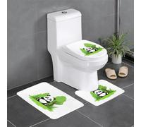 Lot de 3 tapis de sol antidérapants pour salle de bain - 61 x 40,6 cm - YYHWHJDE Panda dans un manoir vert - Tapis ovale et rectangulaire pour toilettes, coiffeuse et toilettes