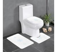 Lot de 3 tapis de sol antidérapants pour salle de bain - Motif flocons de neige WHJSSF dans l'espace - Tapis ovale et rectangulaire pour toilettes, coiffeuse et toilettes - 61 x 40,6 cm