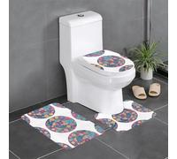 Lot de 3 tapis de sol antidérapants pour salle de bain - Tapis ovale et rectangulaire pour toilettes, coiffeuse et toilettes - Motif dragon rétro - 61 x 40,6 cm