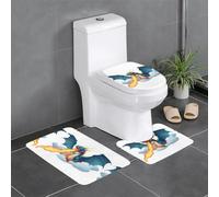 Lot de 3 tapis de sol antidérapants pour salle de bain - Tapis ovale et rectangulaire pour toilettes, coiffeuse et toilettes Motif dragon dans les nuages, 61 x 40,6 cm