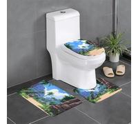 Lot de 3 tapis de sol antidérapants pour salle de bain - Tapis ovale et rectangulaire pour toilettes, coiffeuse et toilettes - Motif WHJSSF Age of Dinosaurs, 61 x 40,6 cm